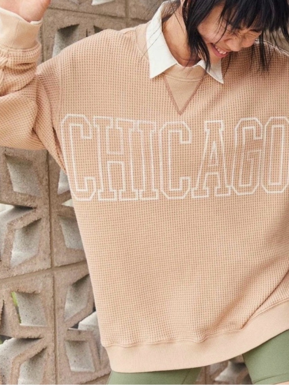 Aerie Chicago Waffle Pullover